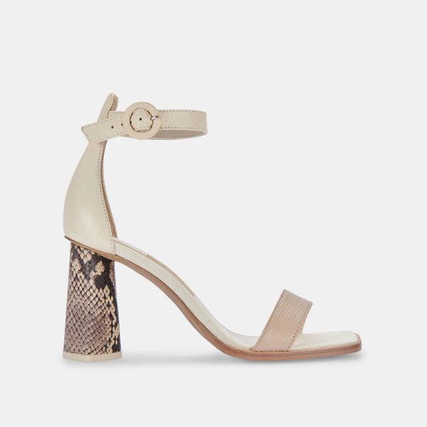 FIONNA HEELS IN DUNE EMBOSSED LEATHER | DolceVita.com