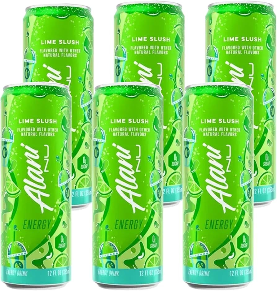 Alani Lime Slush Energy Drink, Sugar Free, Low Calorie Energy Drinks - 12 fl oz Cans (6 Pack) | Amazon (US)