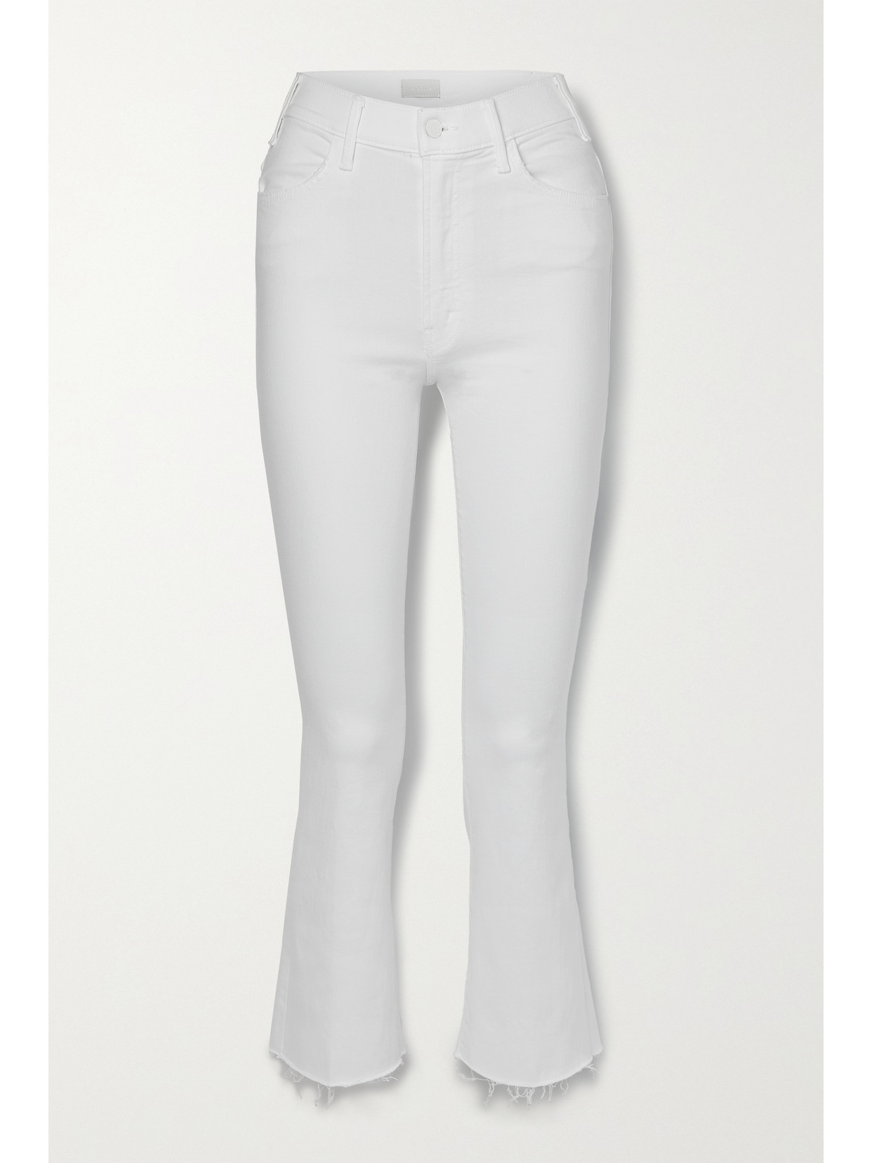 Mother - The Hustler Cropped Frayed High-rise Flared Jeans - White | NET-A-PORTER (US)
