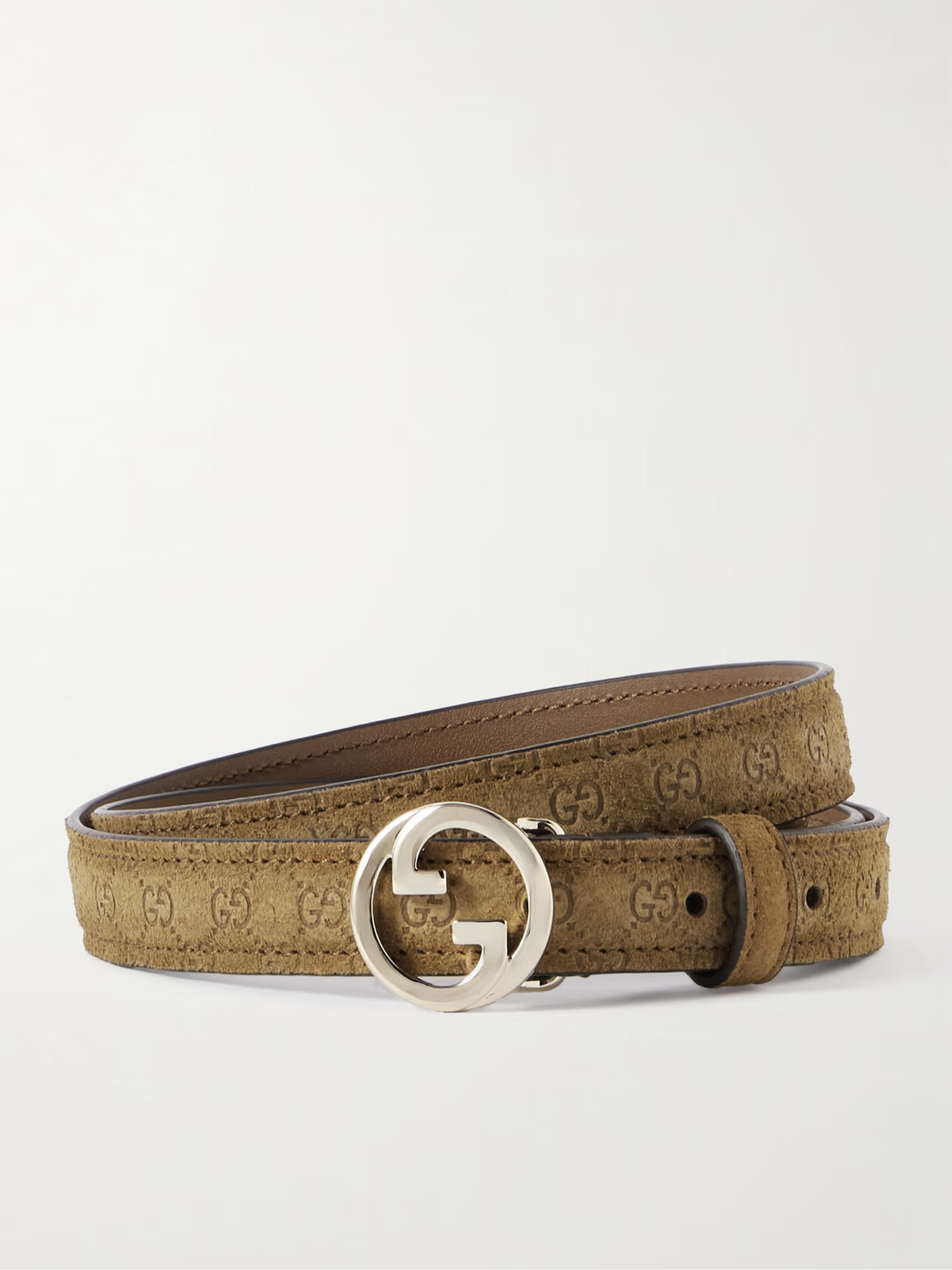 Gucci - Blondie Logo-debossed Suede Belt - Brown | NET-A-PORTER (US)