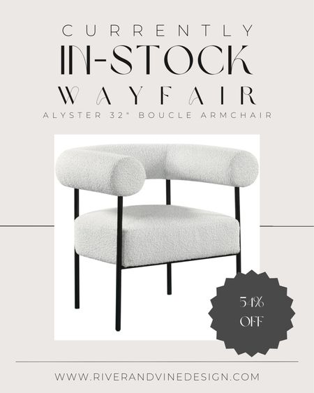 wayfair accent chair, boucle accent chair, curved accent chair, trending furniture, contemporary furniture, modern seating, accent furniture, black metal frame chair, white boucle, living room furniture, sale furniture, alyster boucle armchair

#LTKFind #LTKstyletip #LTKhome