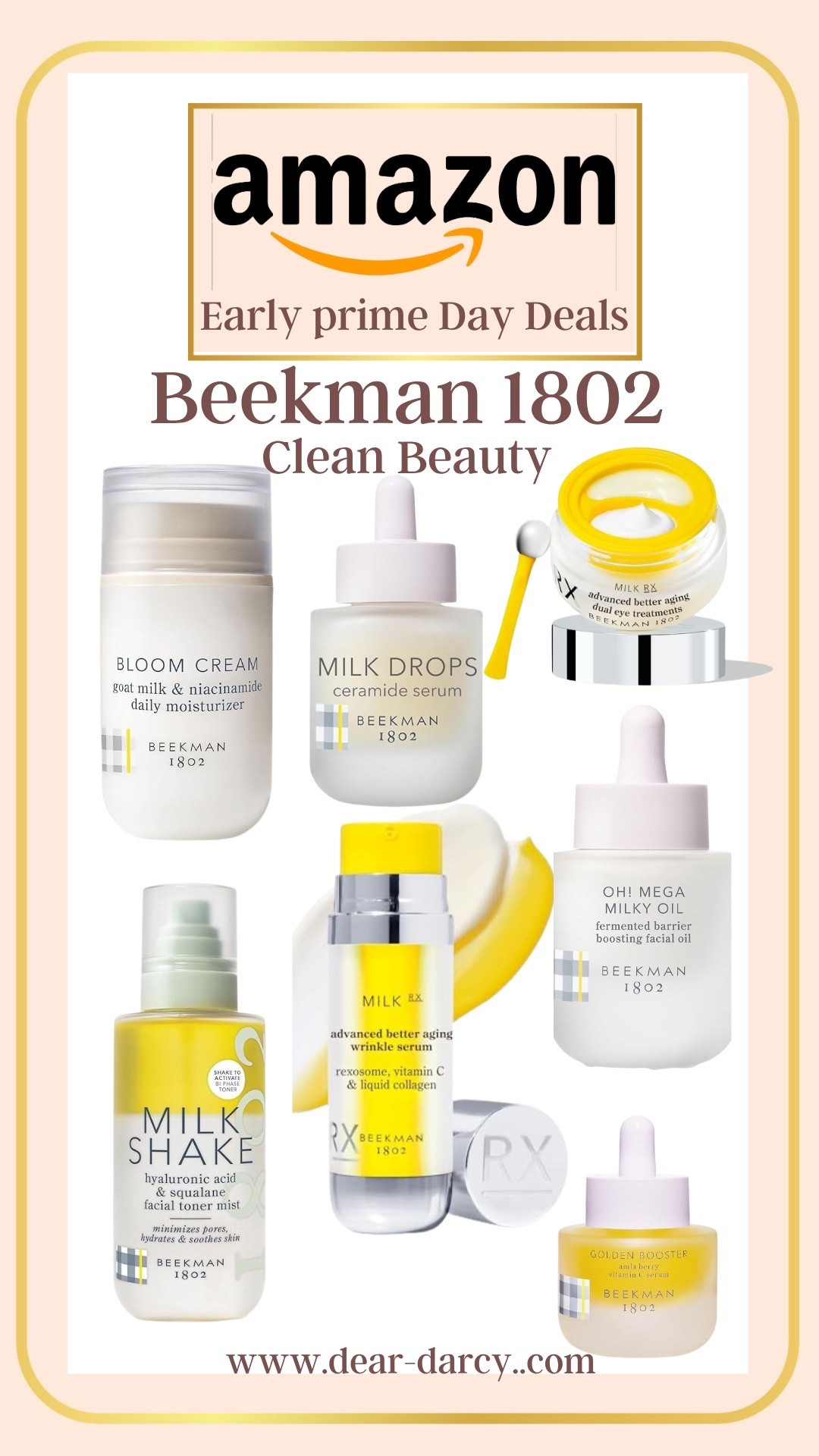 Amazon prime day clean beauty
Beekman 1802

7 of their BESt products on sale 

The milk shake mist has a cult following best selling setting spray

Milk Eye treatment cream
30% off 

Milk rx cream Moisturizer  40% off

Milk shake facial toner 35% off 

Milk rx wrinkle serum  35% off 

Bloom cream daily moisturizer  40% off 

Milk drop 40% off

Oh mega milky oil 30% off

#LTKBeauty #LTKSaleAlert #LTKOver40