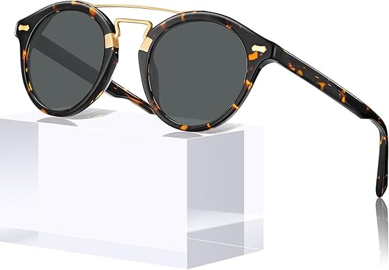 CARFIA Small Face Acetate Double Bridge Sunglasses for Women Polarized UV Protection, Retro Metal... | Amazon (US)