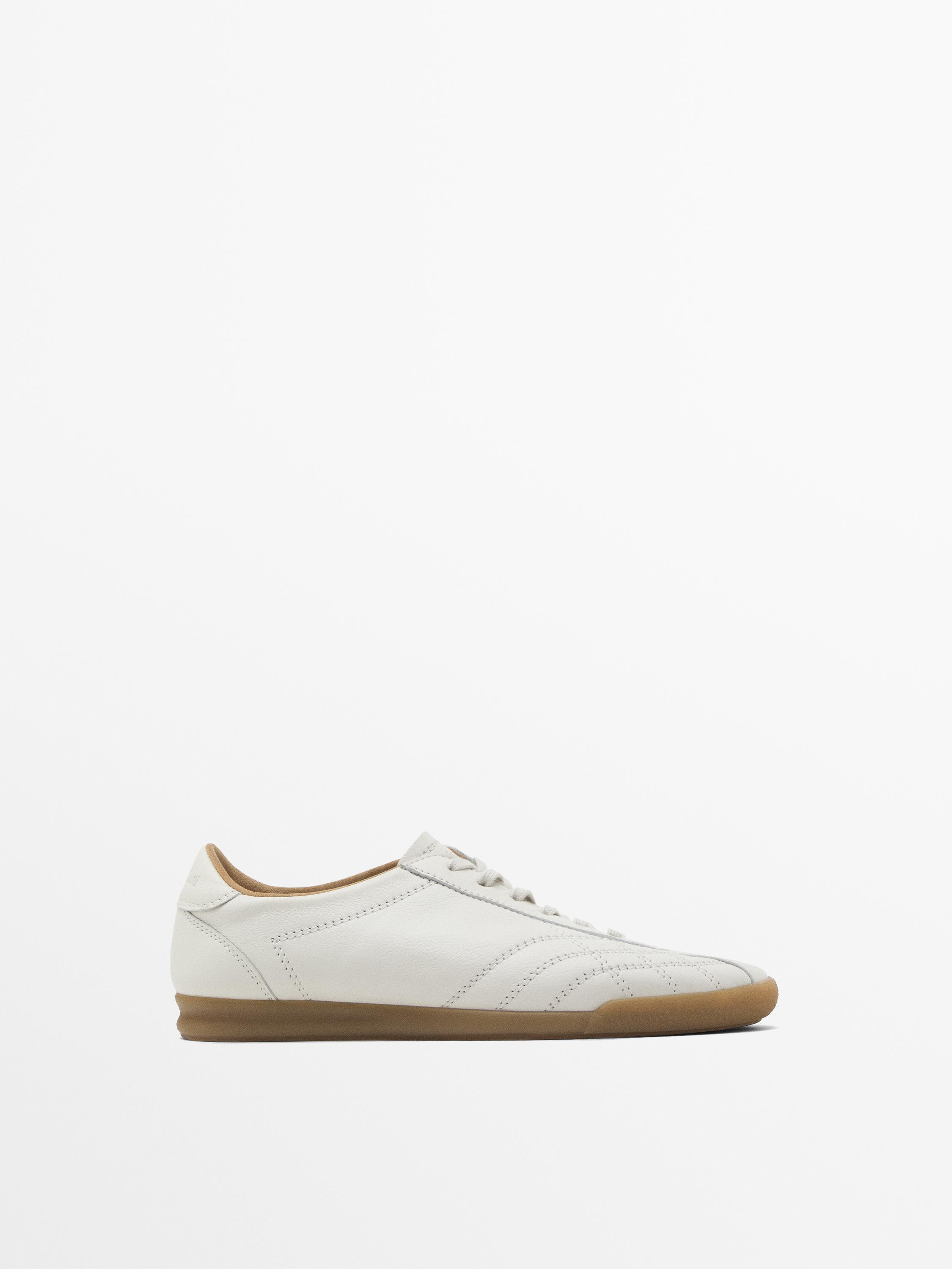 White topstitched trainers | Massimo Dutti UK