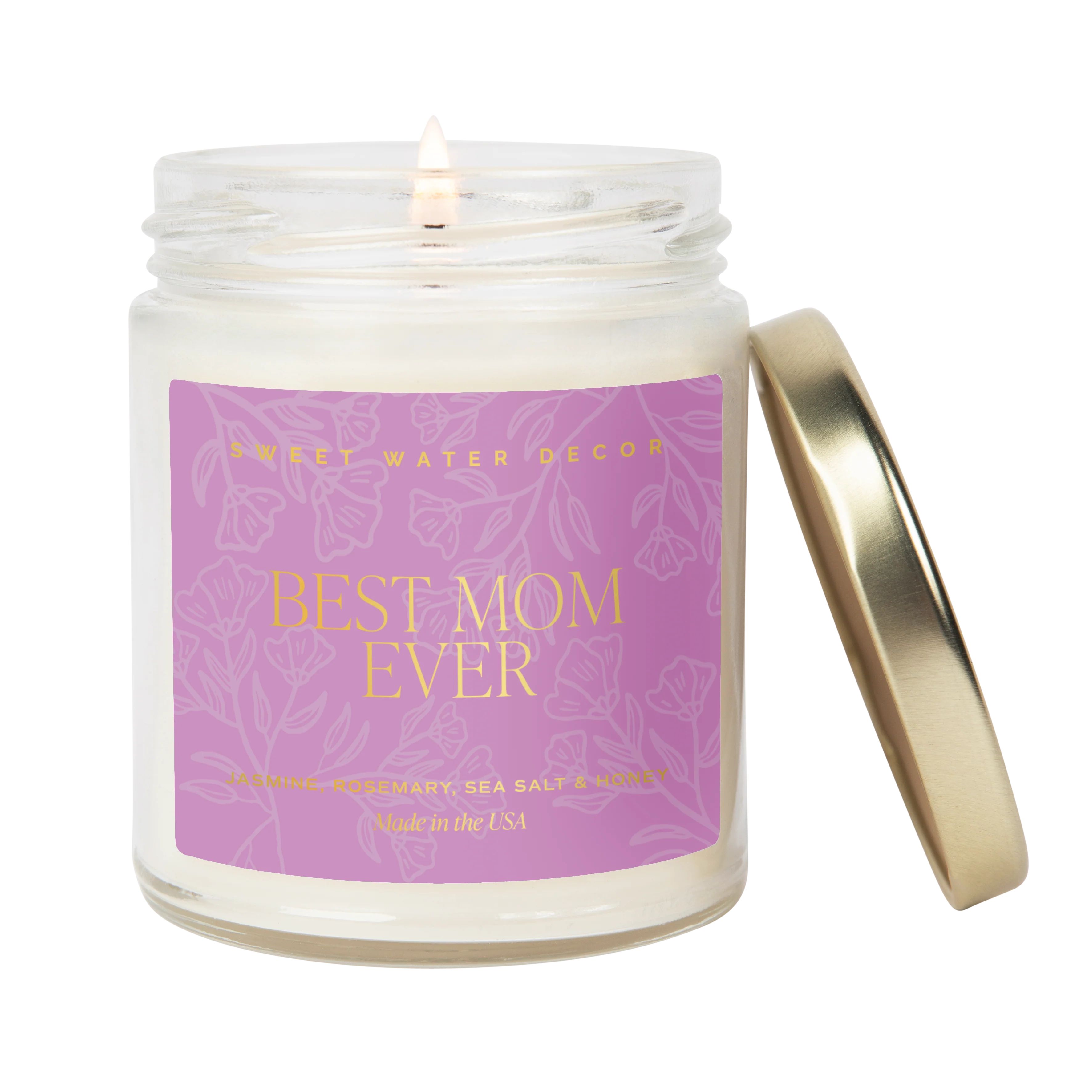 Best Mom Ever Soy Candle - Clear Jar - 9 oz (Wildflowers and Salt) | Sweet Water Decor, LLC