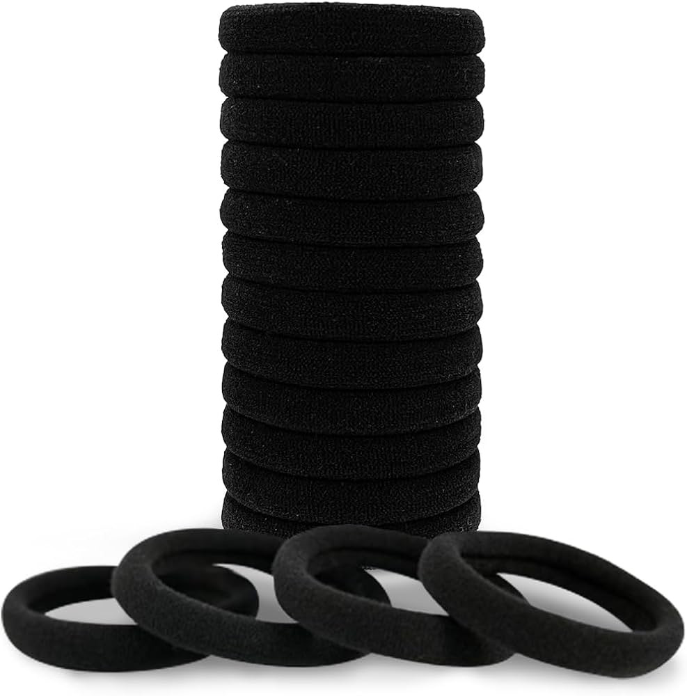 Kitsch Black Hair Ties No Damage - Strong, Stretchy Hair Bands | Soft Nylon Ponytail Holders, Sna... | Amazon (US)