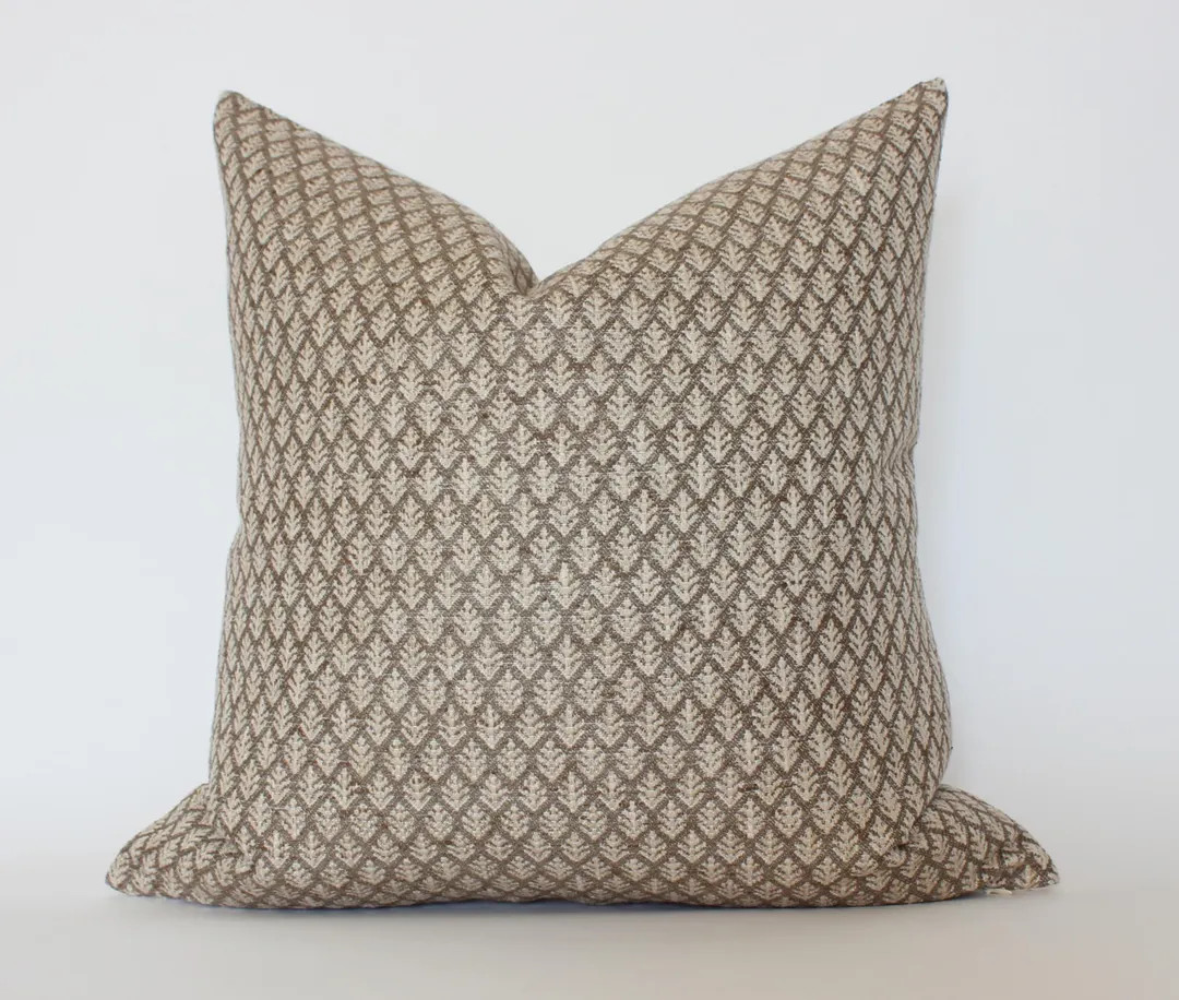 Brown Floral Pillow Cover, Earthy Textured Throw Pillow, Warm Brown Cushion Cover, Neutral Throw ... | Etsy (US)