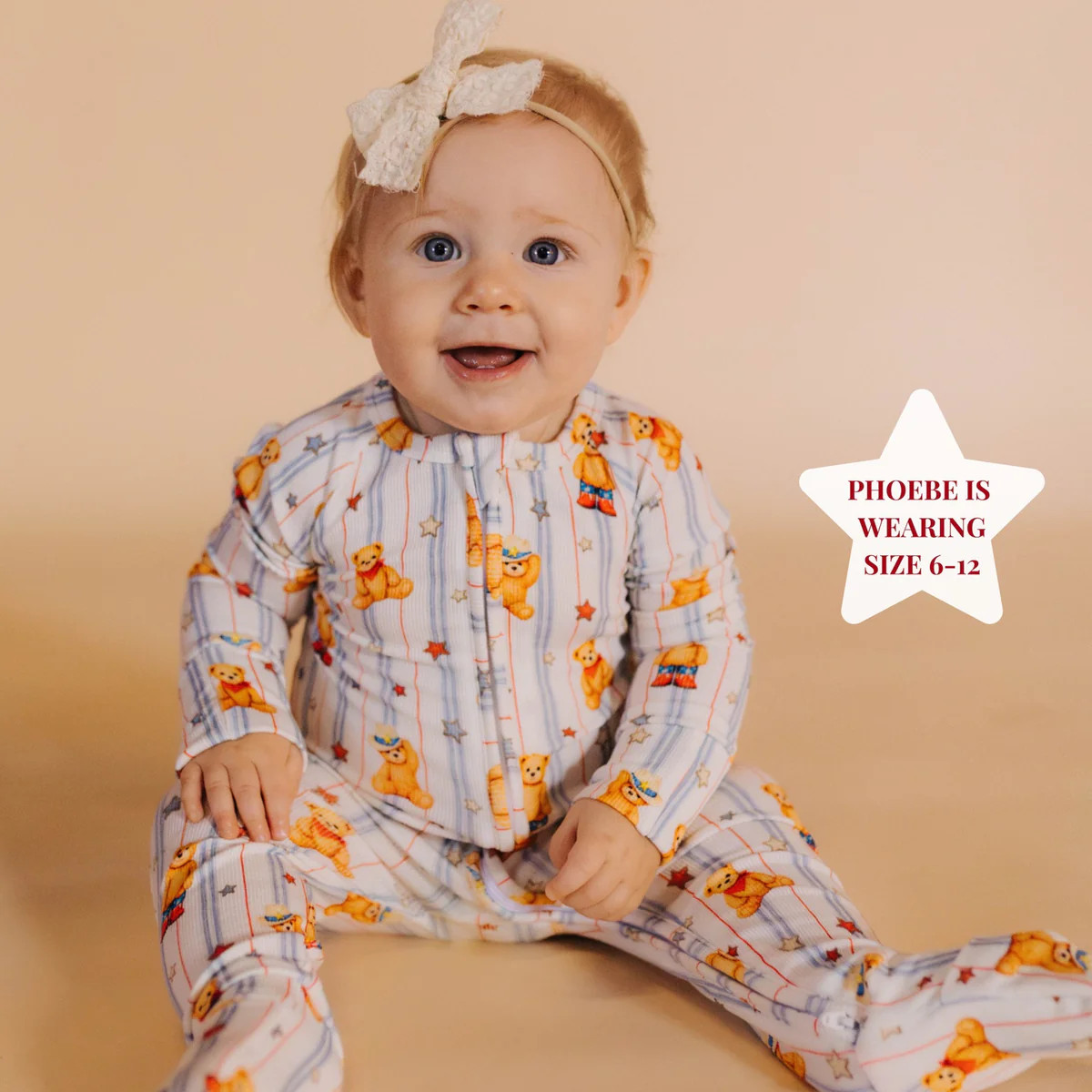 Teddy Baby Bamboo Zipper Romper | Staykation | Staykation