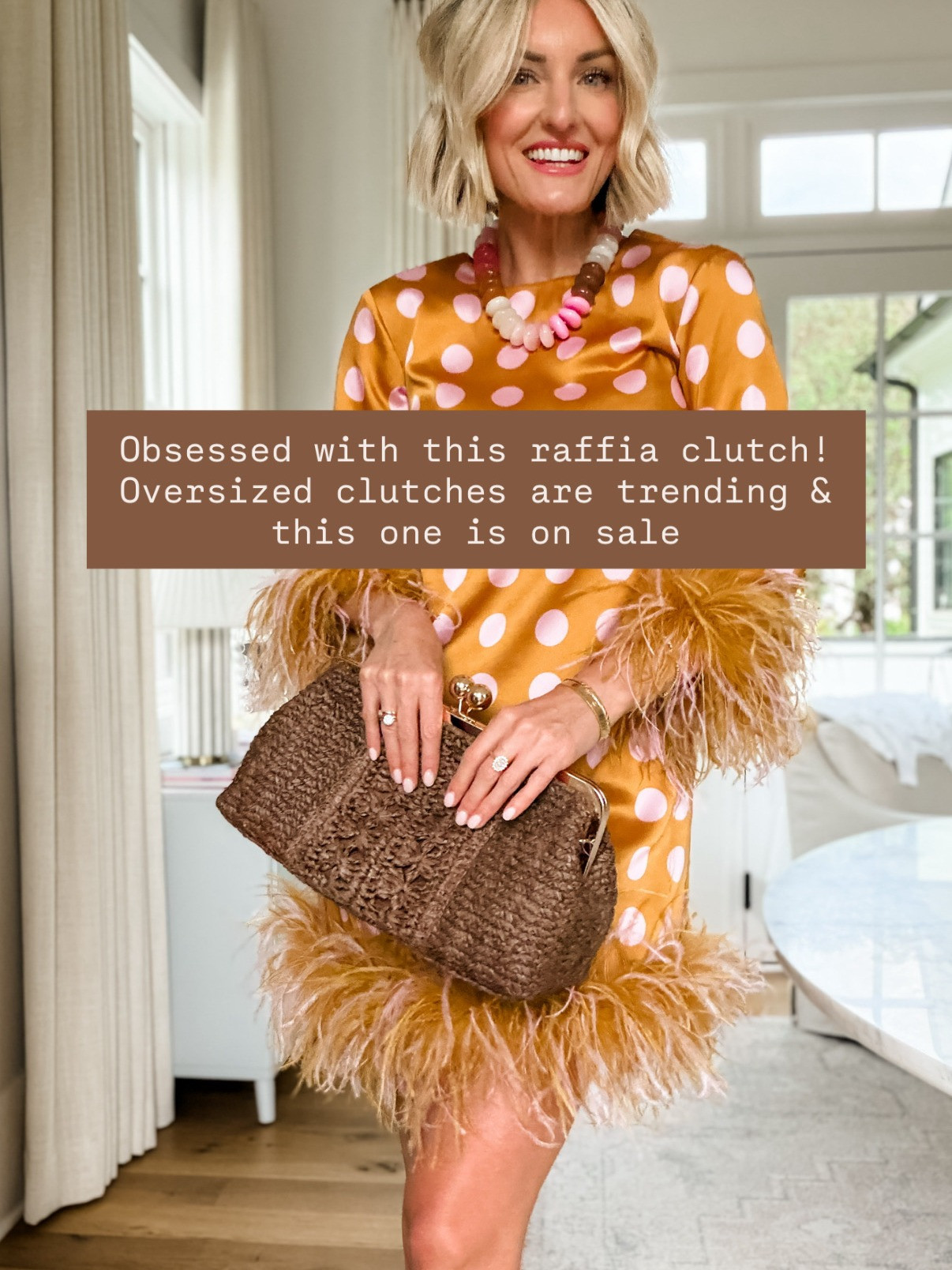 Oversized clutches are trending, and this is a super affordable one that is perfect for summer! I got the darker brown, but I also linked the other color! Currently on sale!

Loverly Grey, Target, raffia clutch, oversized clutch, event looks 

 #LTKSeasonal #LTKSaleAlert