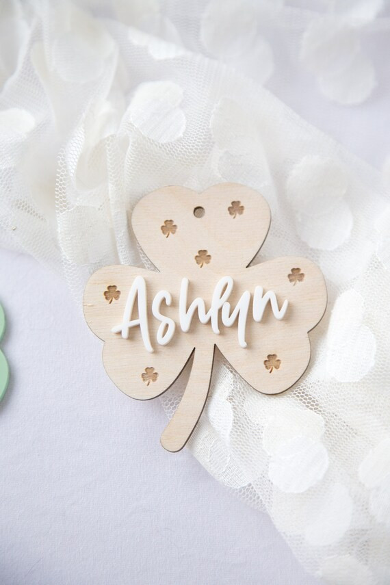 St. Patrick's day personalized gift basket custom tag four leaf clover | Etsy (US)