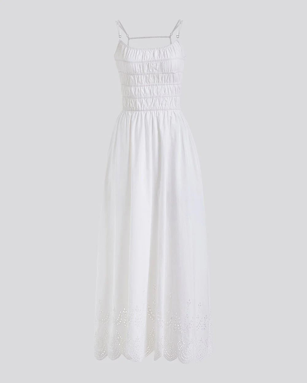 The Eyelet Delta Midi Dress in Optic White | Solid & Striped