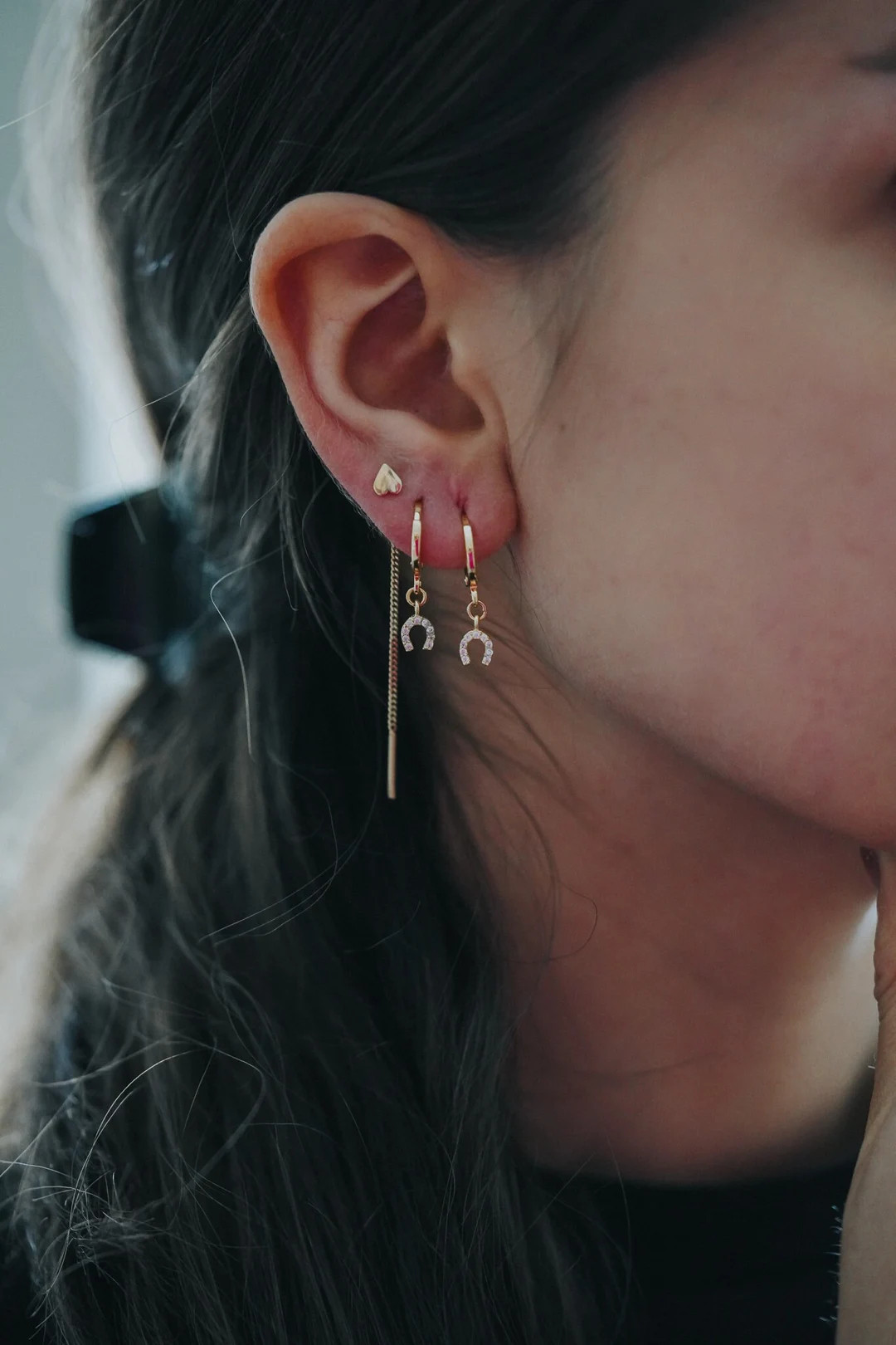 14K Gold Vermail Mini Horseshoe Earrings  Horseshoe Luck - Etsy | Etsy (US)