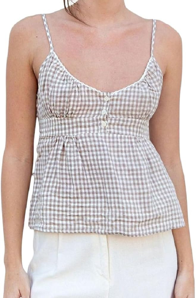 Women Y2k Floral Tank Top Ruffle Babydoll Camisole Sleeveless Smocked Back Peplum Shirt Summer Tr... | Amazon (US)