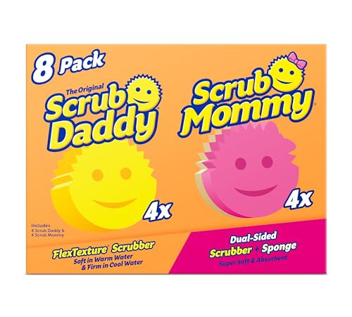 Scrub Daddy 4 Scrub Daddy Sponges & 4 Scrub Mommy Kitchen Sponges - Scratch-Free for Dishes & Mul... | Amazon (US)