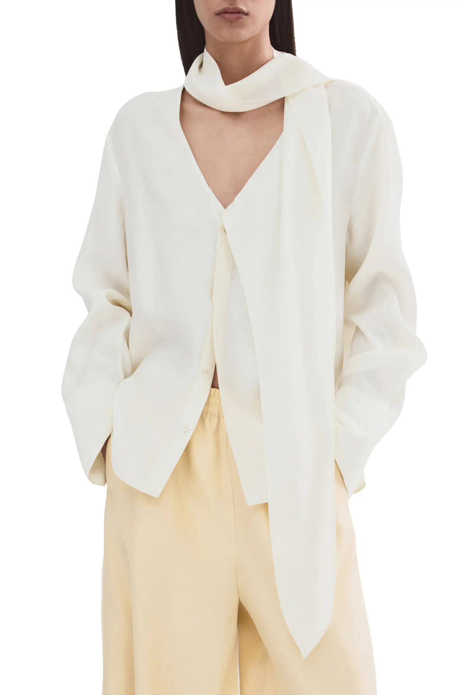 MANGO Scarf Neck Button-Up Top (Women) | Nordstrom | Nordstrom