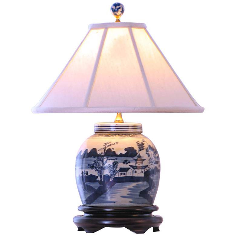 Canton Blue and White 20" High Porcelain Jar Table Lamp - #G7080 | Lamps Plus | Lamps Plus