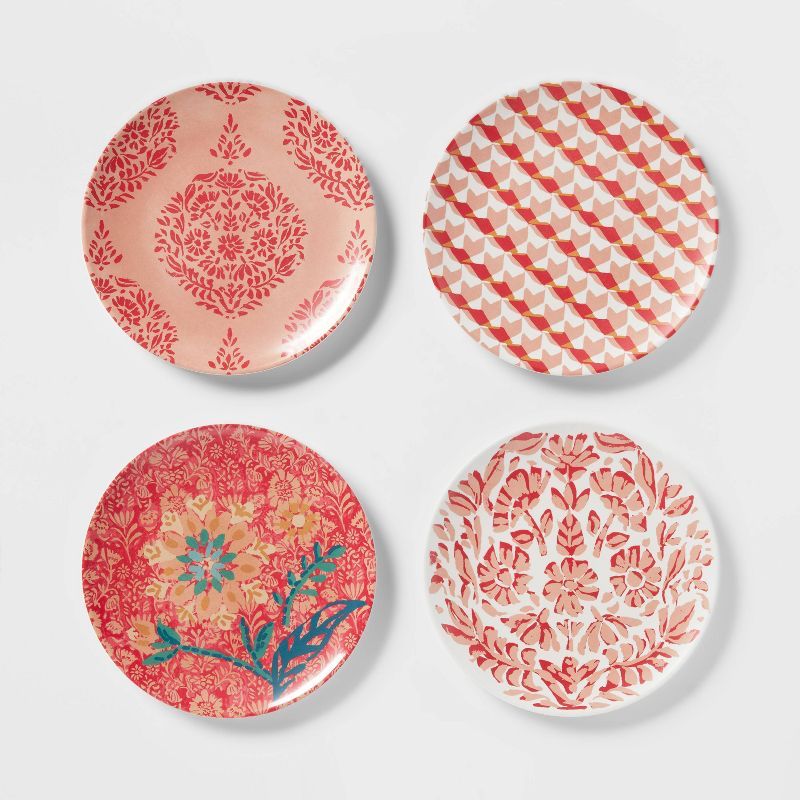 6.8" 4pk Bamboo and Melamine Mixed Pattern Appetizer Plates - Threshold™ | Target