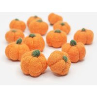 Small Tiny Orange Felt Pumpkins With Meadow Green Stem -Mini -Wool -Fall Decor -Pumpkin Garland | Etsy (US)