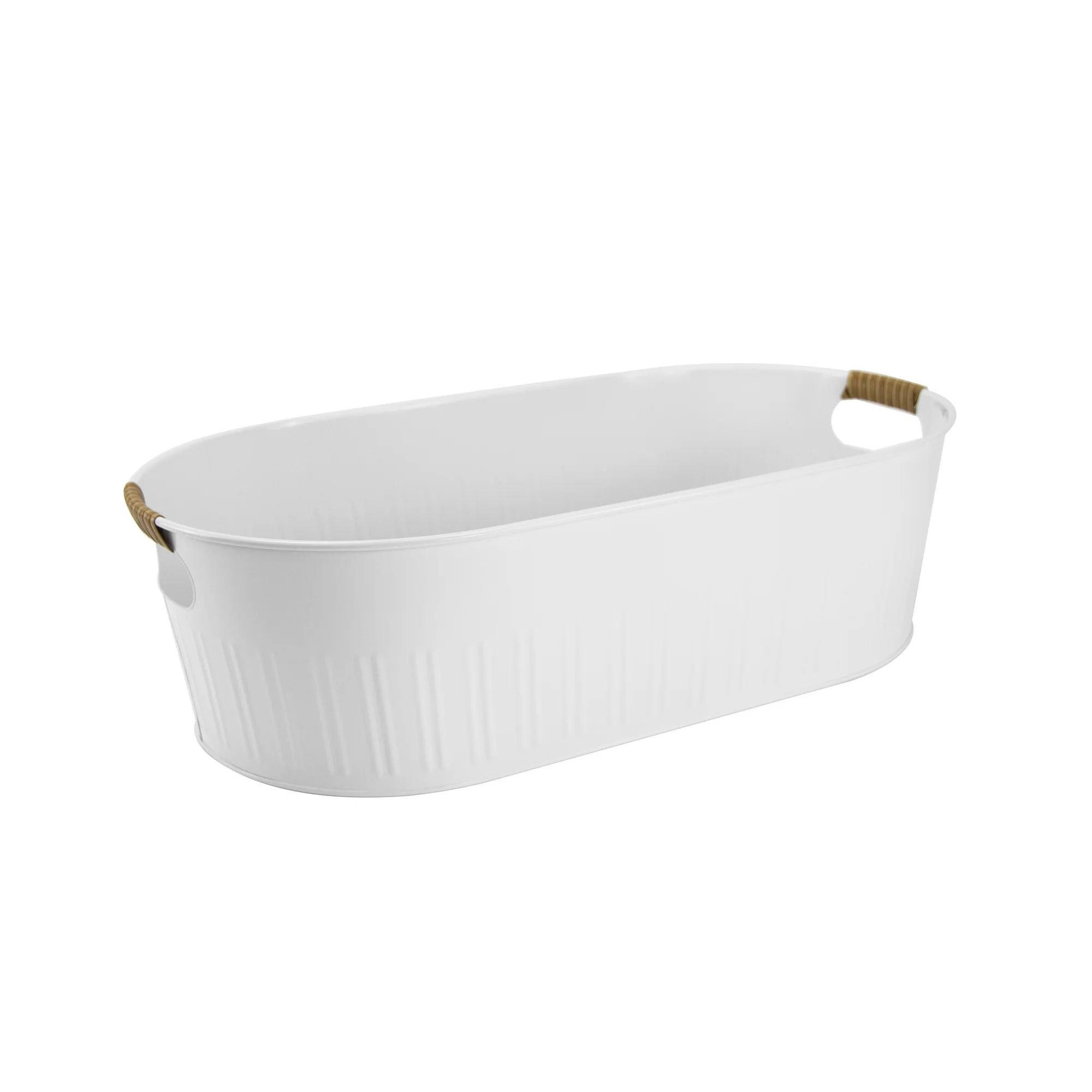 Better Homes & Gardens- White Medium Oval Galvanized Tub, 20.27 IN L x 11.22 IN W | Walmart (US)