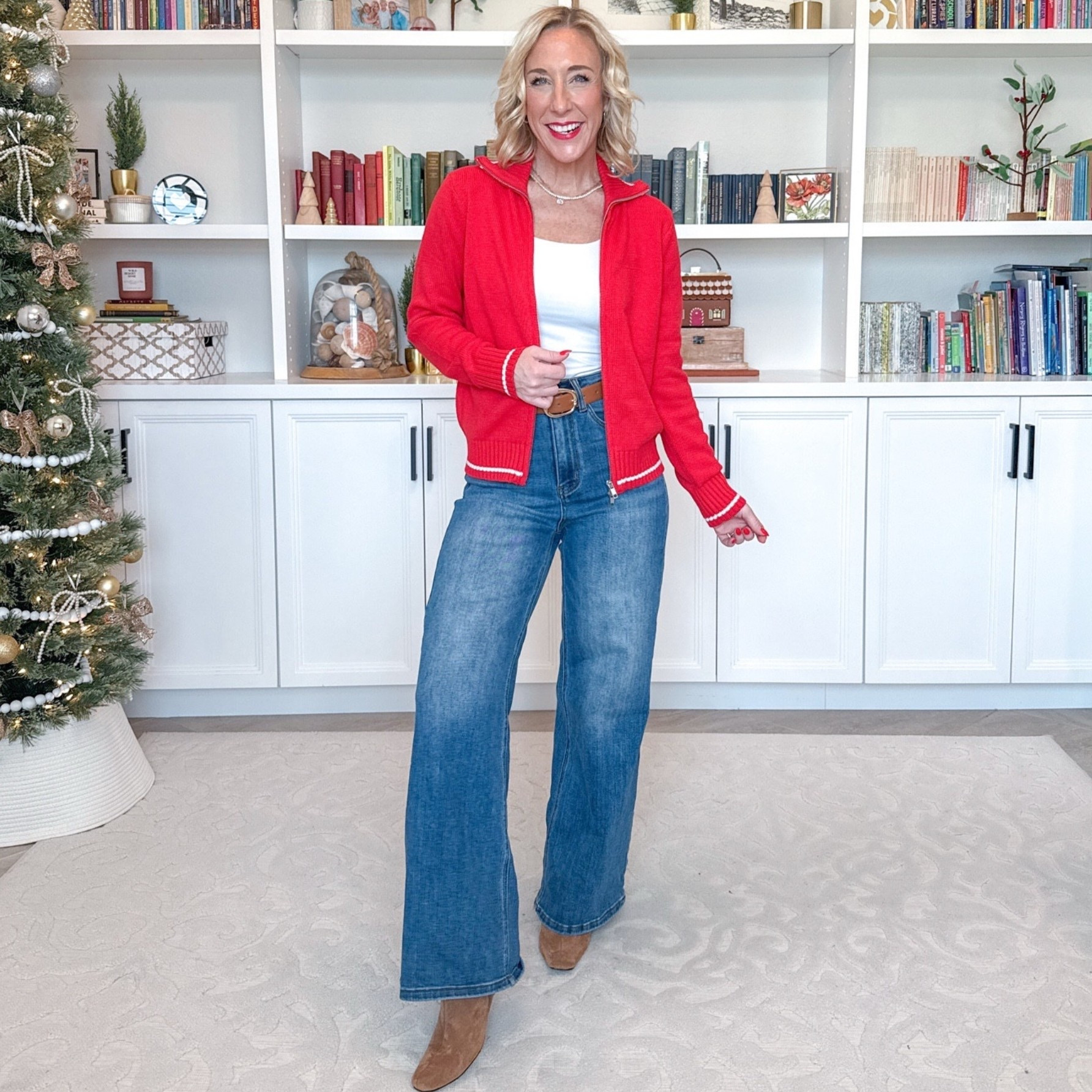 Walmart - 5 new sweaters - * Wide Leg Jeans - size 25. 

Zip Front Sweater - size XS. $28. 2 colors.

#LTKSeasonal#LTKFindsUnder50#LTKOver40 

 