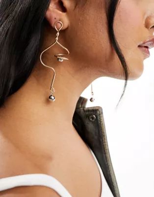 ASOS DESIGN drop earrings with abstract ball design in mixed metal | ASOS | ASOS (Global)