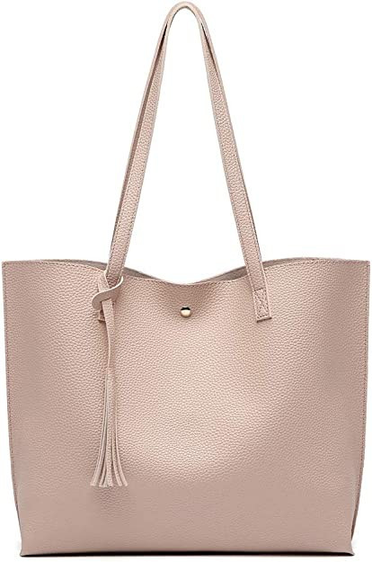 Women's Soft Faux Leather Tote Shoulder Bag from Dreubea, Big Capacity Tassel Handbag | Amazon (US)