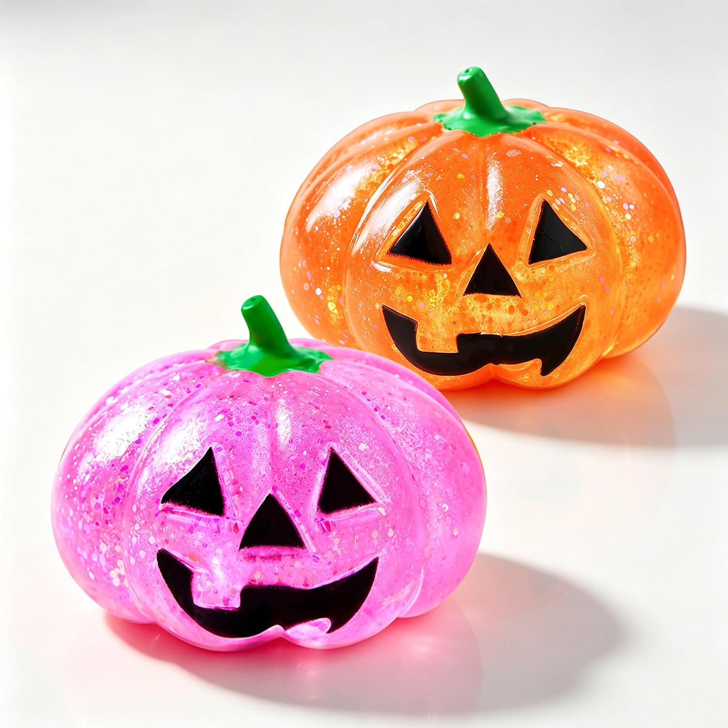 2 Pack Halloween Glitter Sugar Filled Pumpkin Bun Squishy Toy,Orange/Pink | Amazon (US)