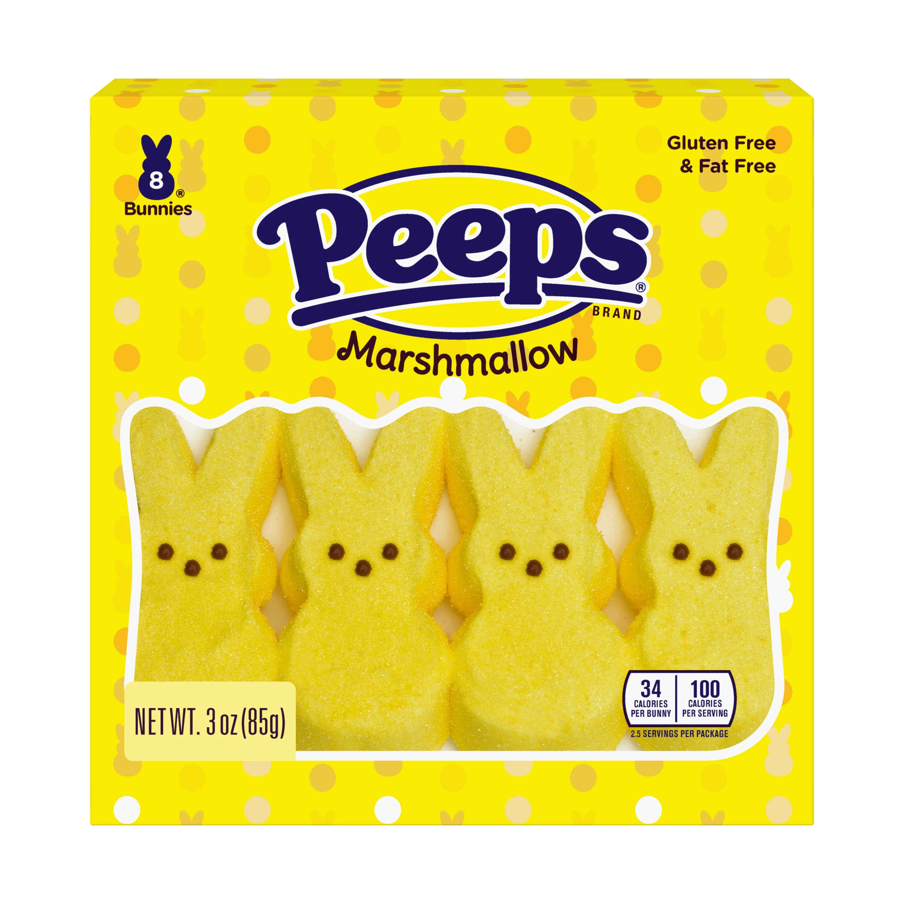 Peeps, Yellow Marshmallow Bunnies Easter Candy, 8ct (3.0oz) | Walmart (US)
