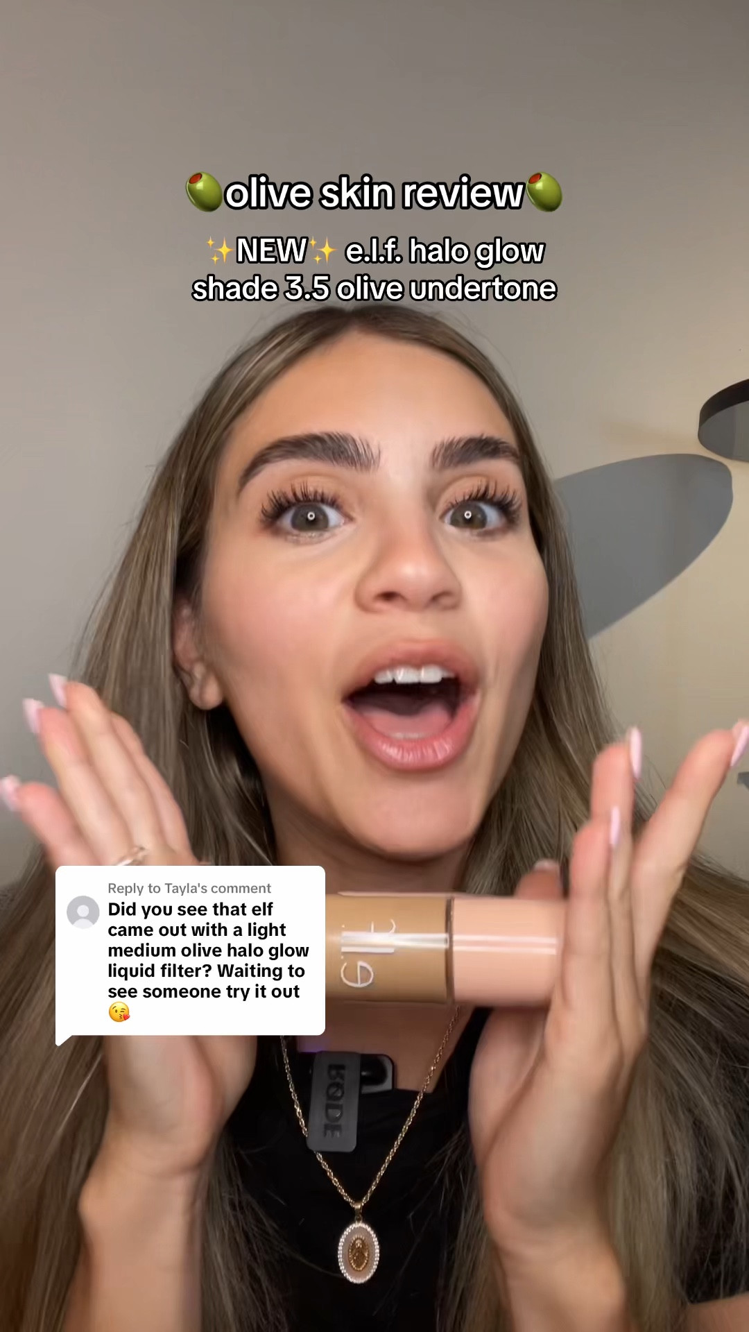 Reviewing the @elfcosmetics halo glow in shade 3.5 olive undertone for my olive undertone skin! the undertone is definitely spot on for summer with a tan, but a little dark for my olive girls. what do you guys think?! 👀🫒 #elfhaloglow #foundationreview #lightolive
#oliveundertone #oliveskin

#LTKselfcare #LTKBeauty #LTKgrwm