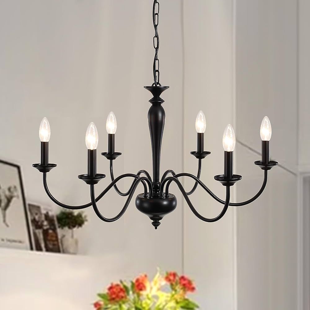 ADSENSTY Black Farmhouse Chandelier 6 Light French Country Chandelier Rustic Lighting Fixtures Mo... | Amazon (US)