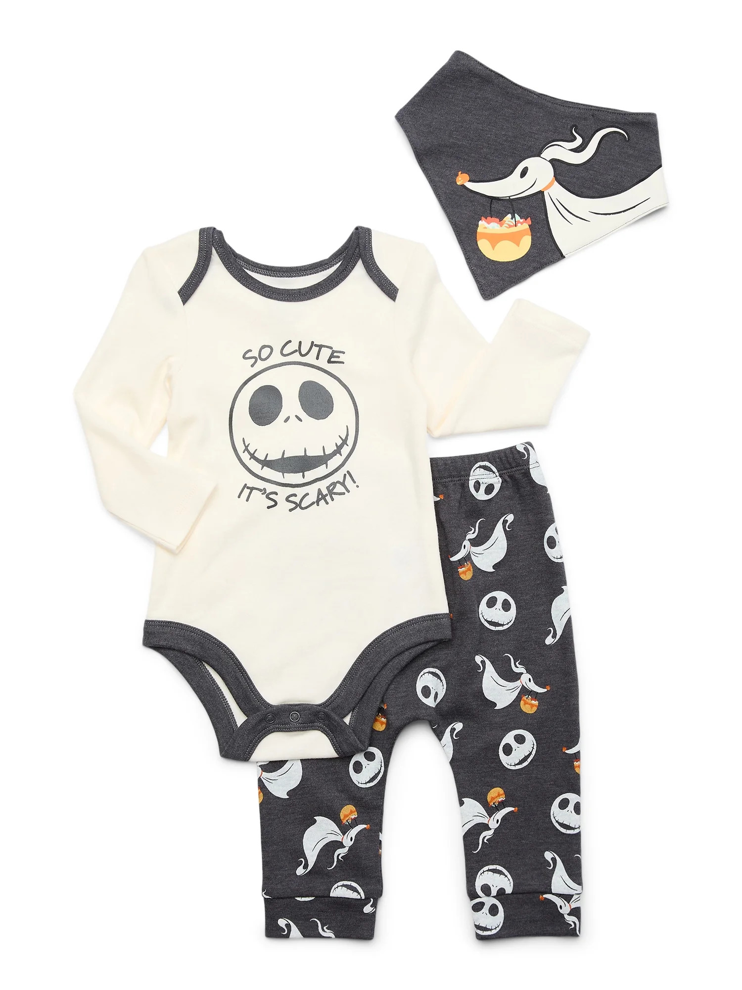 Baby Character Halloween Long-Sleeve Bodysuit, Pants, and Bib Outfit Set, 3-Piece, Sizes Newborn-... | Walmart (US)
