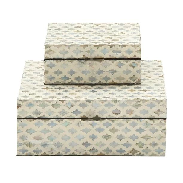 DecMode 8", 12"W Argyle Mother of Pearl Boxes, White Set of 2-Pieces - Walmart.com | Walmart (US)