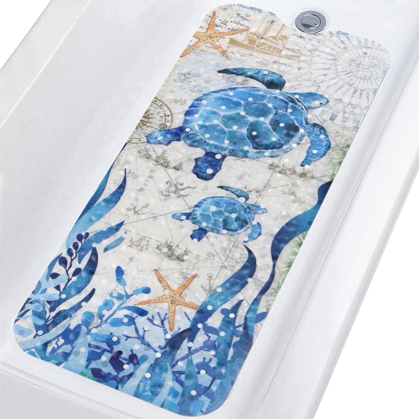 Topotdor Baby Bathtub Mat Non Slip for Kids, 40 X 16 Inch Cute Cartoon Bath Tub Shower Mat Anti S... | Amazon (US)