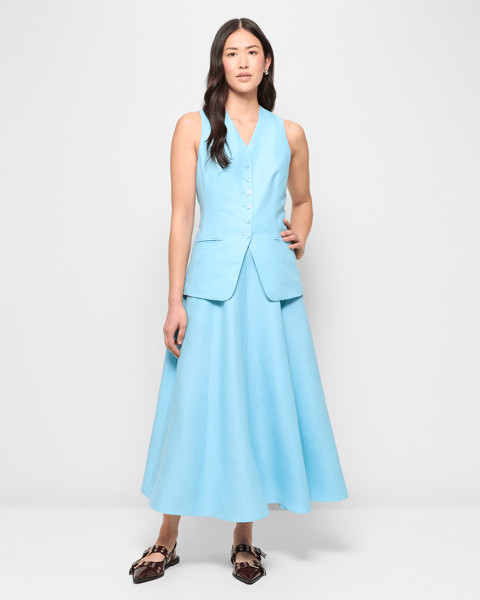 Linen Blend A-Line Midi Skirt - Preview - Azure Sky | Target AU