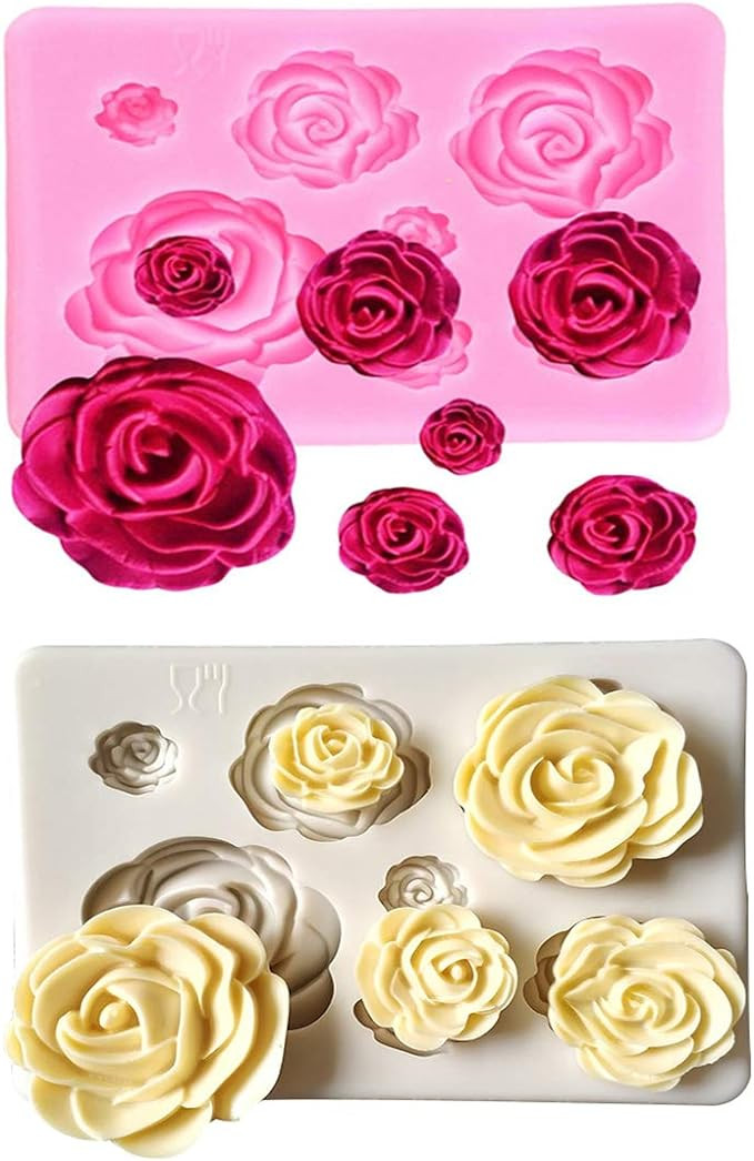 2PCS Rose Flowers silicone molds Cake Chocolate Mold wedding Cake Decorating Tools Fondant Sugarc... | Amazon (US)