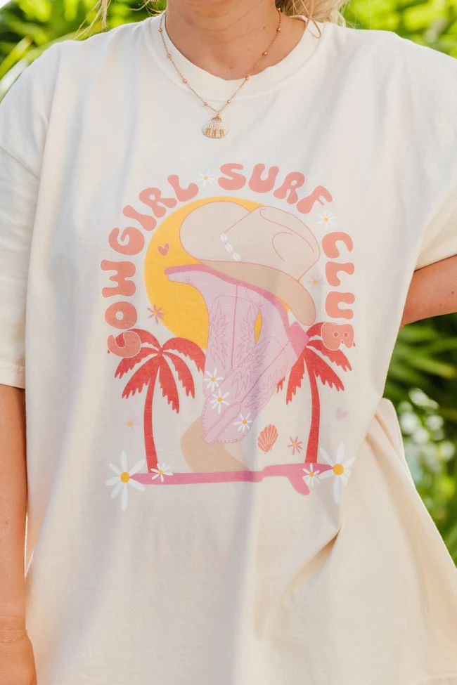 Cowgirl Surf Club Ivory Comfort Color Graphic Tee Krista Horton X Pink Lily | Pink Lily