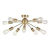 Modern Sputnik Chandelier Lighting 10 Lights Brushed Brass Semi Flush Mount Ceiling Light Gold Mid C | Amazon (US)