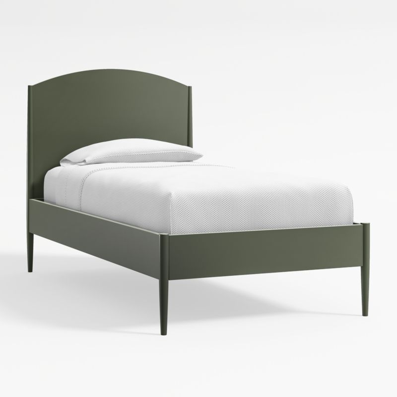 Hampshire Olive Green Wood Arched Kids Twin Bed Frame + Reviews | Crate & Kids | Crate & Barrel
