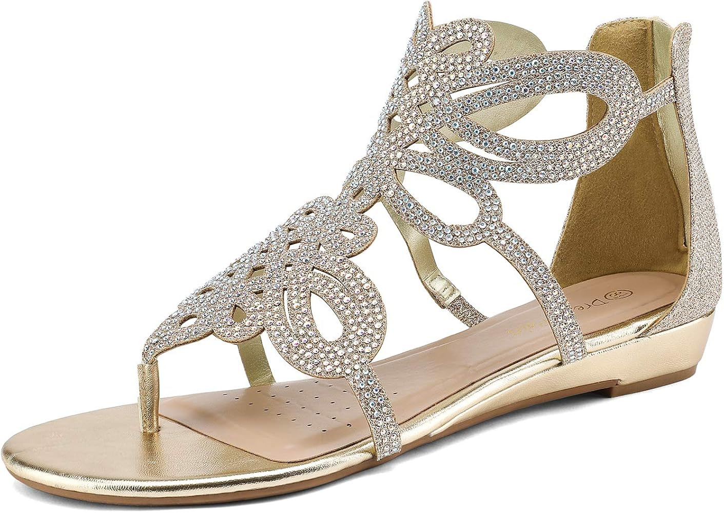 DREAM PAIRS Women's Jewel Rhinestones Design Ankle High Flat Sandals | Amazon (US)