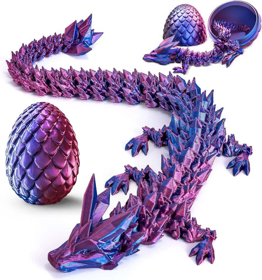 3d Printed Dragon Eggs with Dragon inside, Mystery Articulated Crystal Dragon, Executive Desk Fid... | Amazon (US)