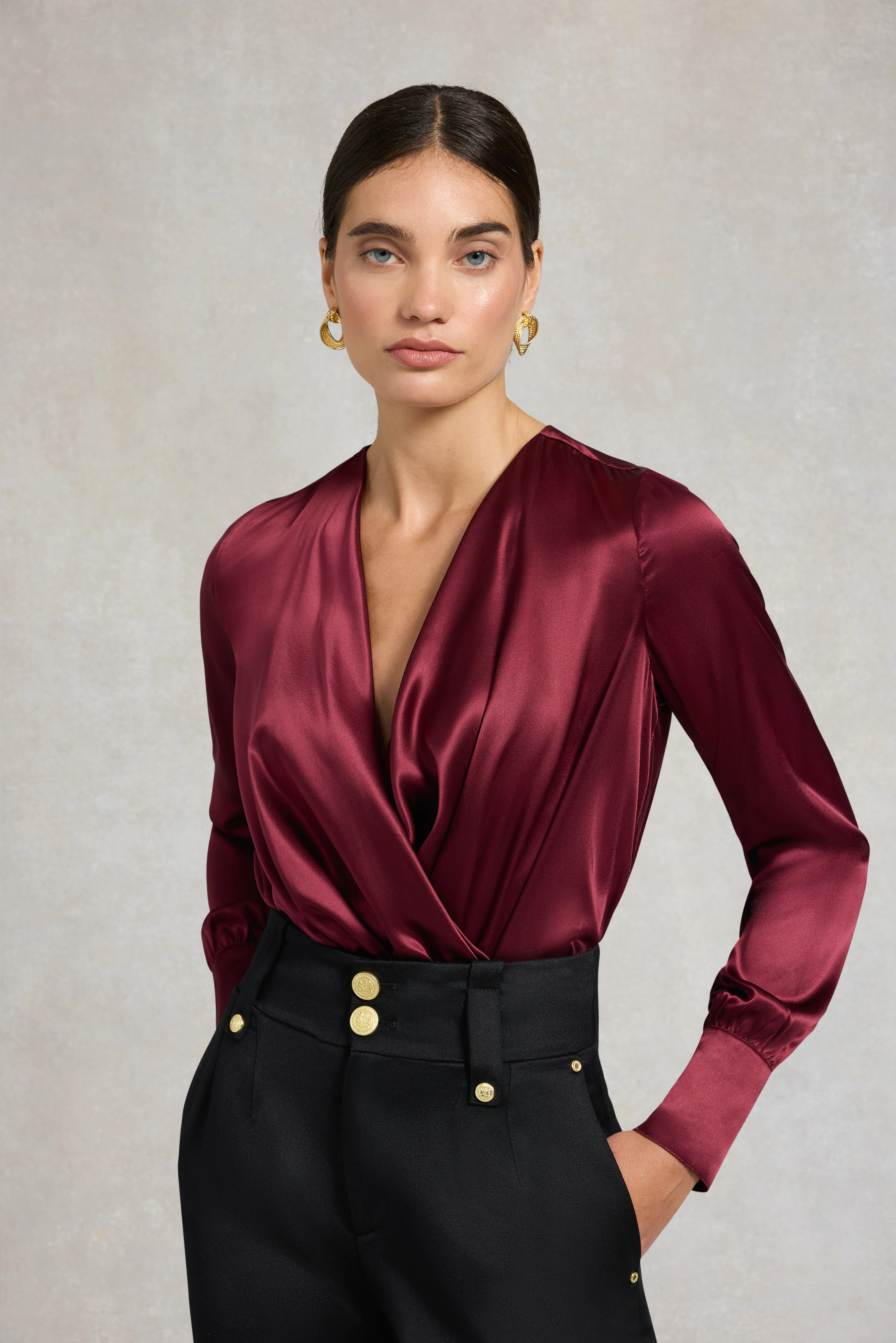 Silk Bodysuit (Burgundy) | Holland Cooper