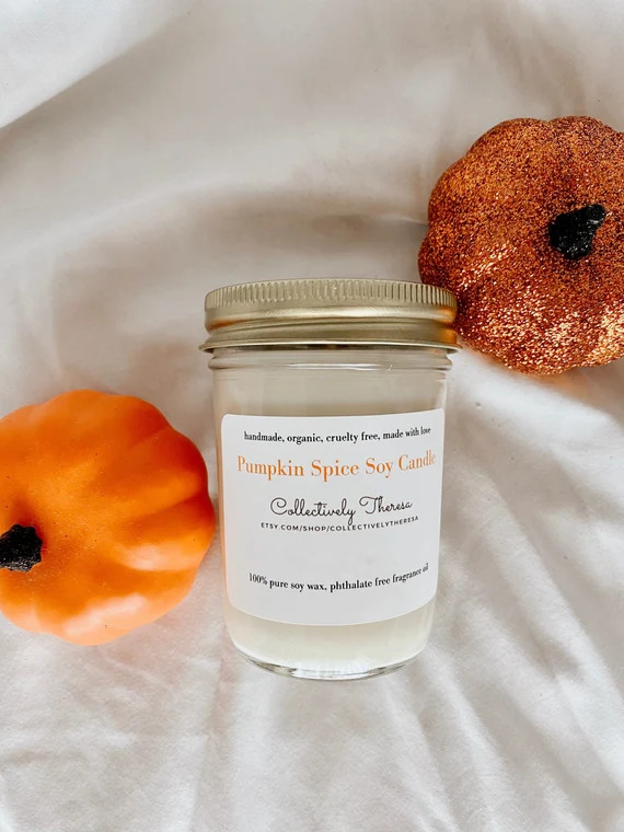 Organic Pumpkin Spice Soy Wax Candle | Hand Poured | All-Natural | Dye Free | Phthalate Free | Au... | Etsy (US)