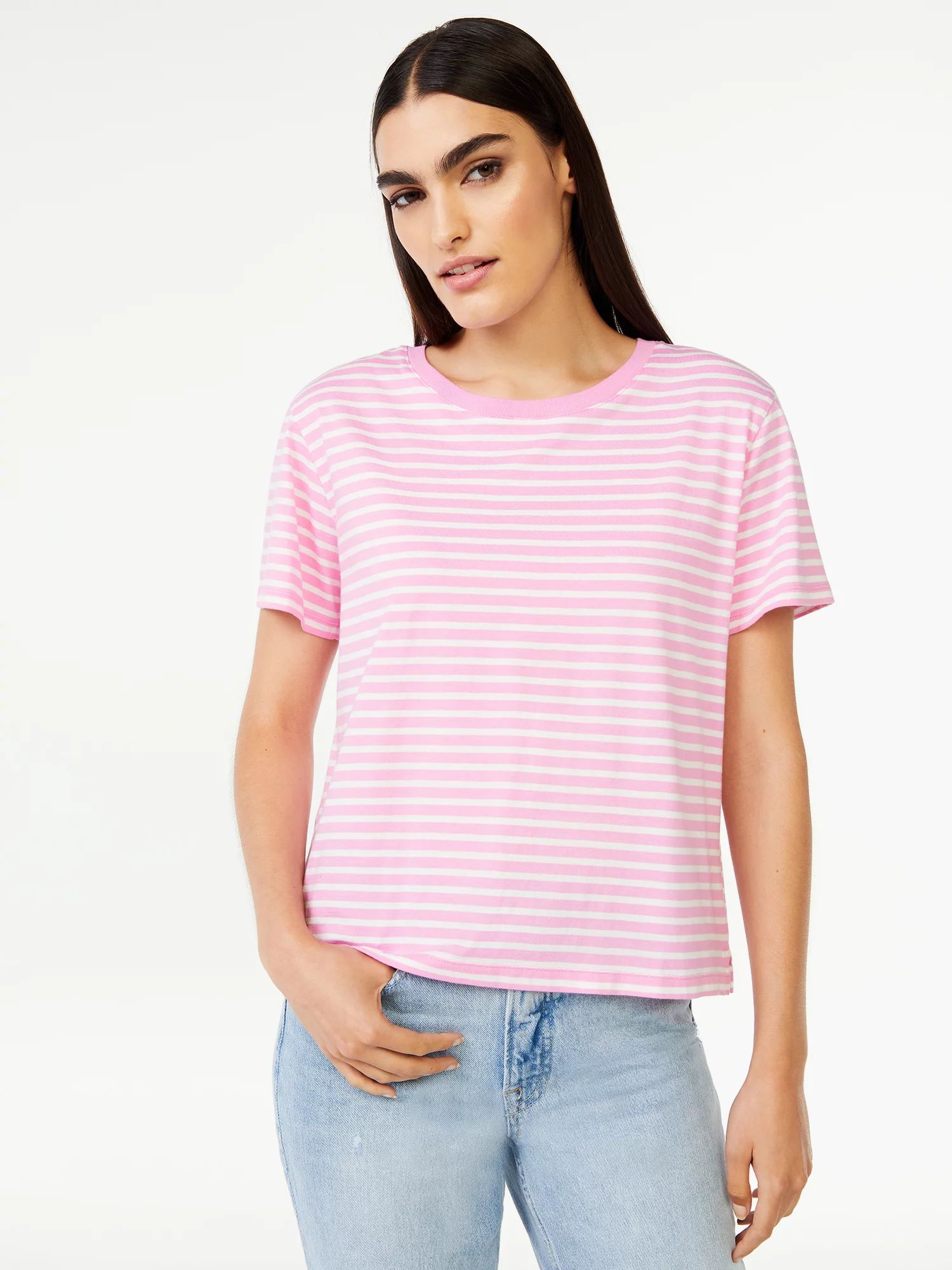 Free Assembly Women's Crop Box Tee with Short Sleeves | Walmart (US)