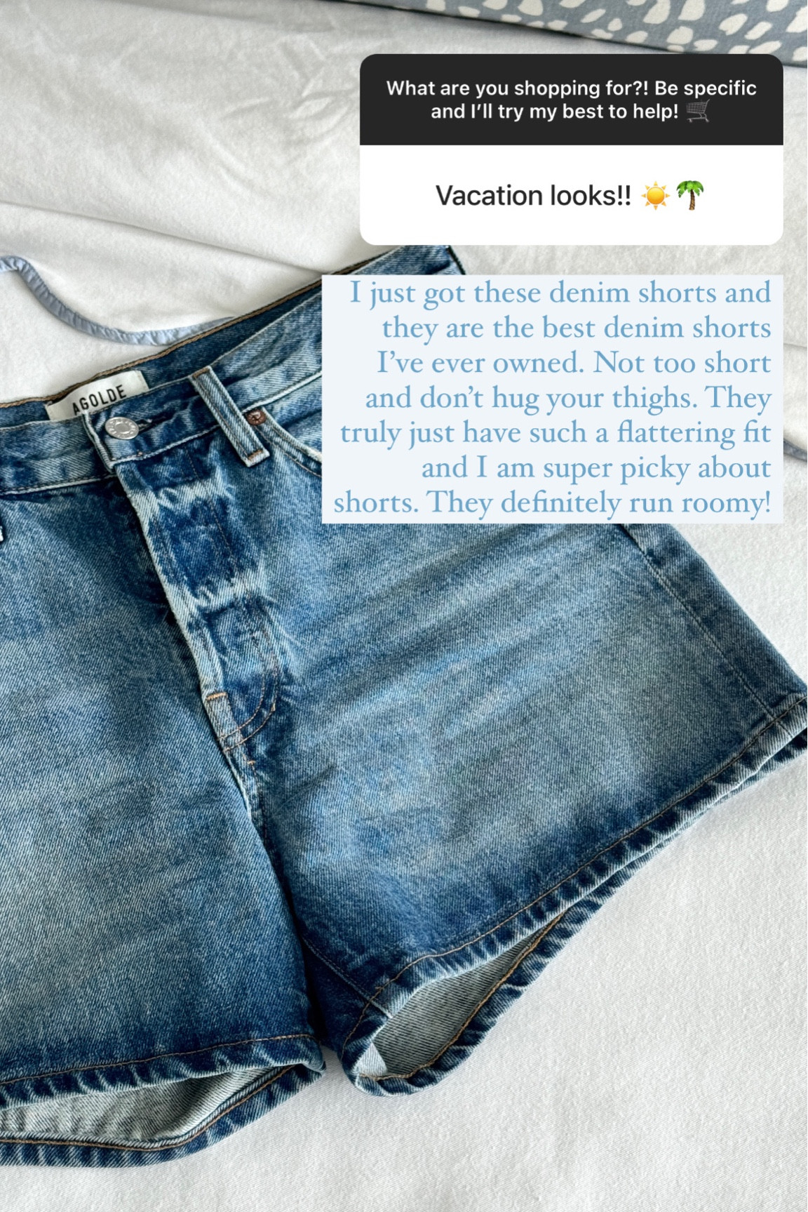 The best denim shorts I’ve ever worn ☀️ Perfect for vacation, not too long, not too short, just right! And they don’t hug your thighs!! WIN! 

Vacation Style, Vacation Fashion, Summer Style, Summer Style Inspiration, Denim Shorts, Agolde, Classic Style