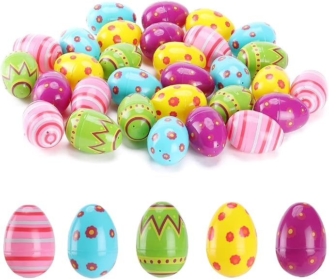 Giant 3 Inch Plastic Easter Eggs Bulk 30 Pack - Jumbo Fillable Easter Eggs for Egg Hunt Prizes, E... | Amazon (US)