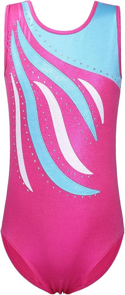 BAOHULU Leotards Girls Gymnastics Embroidery Shiny Aqua Rose Diamond Dance Clothes | Amazon (US)