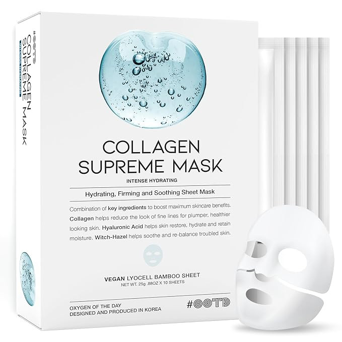 #OOTD Collagen Hydrating Sheet Masks for Face Korean Anti Aging Mask Sheet for Dry Skin & Sensiti... | Amazon (US)