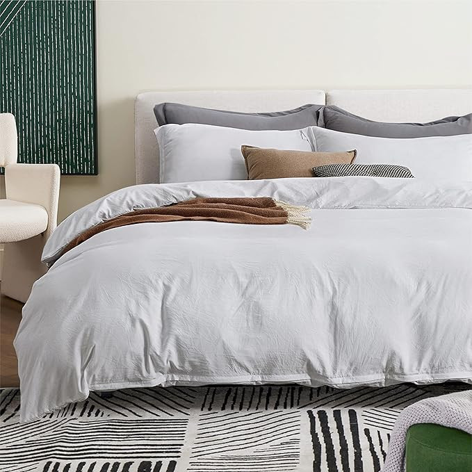 Bedsure White Duvet Cover Queen Size - Washed Duvet Covers, Soft Queen Duvet Cover Set 3 Pieces w... | Amazon (US)