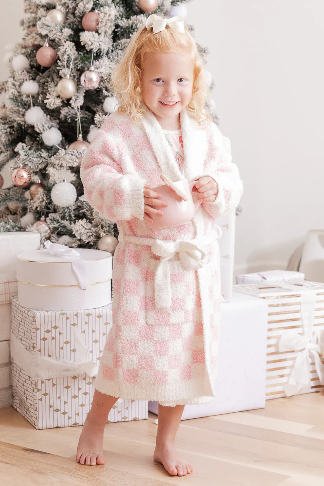 Kid's Relax and Unwind Pink Checkered Robe FINAL SALE | Pink Lily