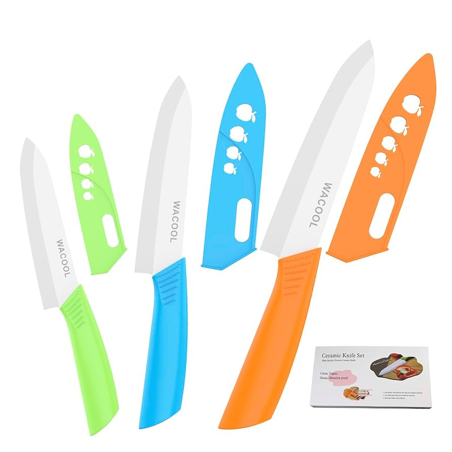 WACOOL Ceramic Knife Set 3-Piece (6-inch Chef's Knife, 5-inch Utility Knife,4-inch Fruit Paring K... | Amazon (US)